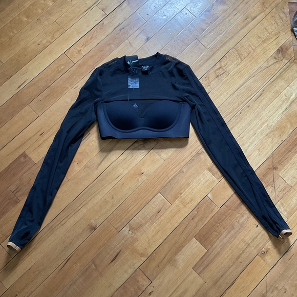 Adidas Beyoncé  IVY PARK IVP LS Mesh Crop Top Sz X Small New Limited Edison - Picture 7 of 14